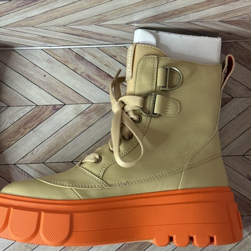 Sorel Womens Size 6 Orange & Beige Hi Heel Combat Boots NOB - Picture 13 of 20