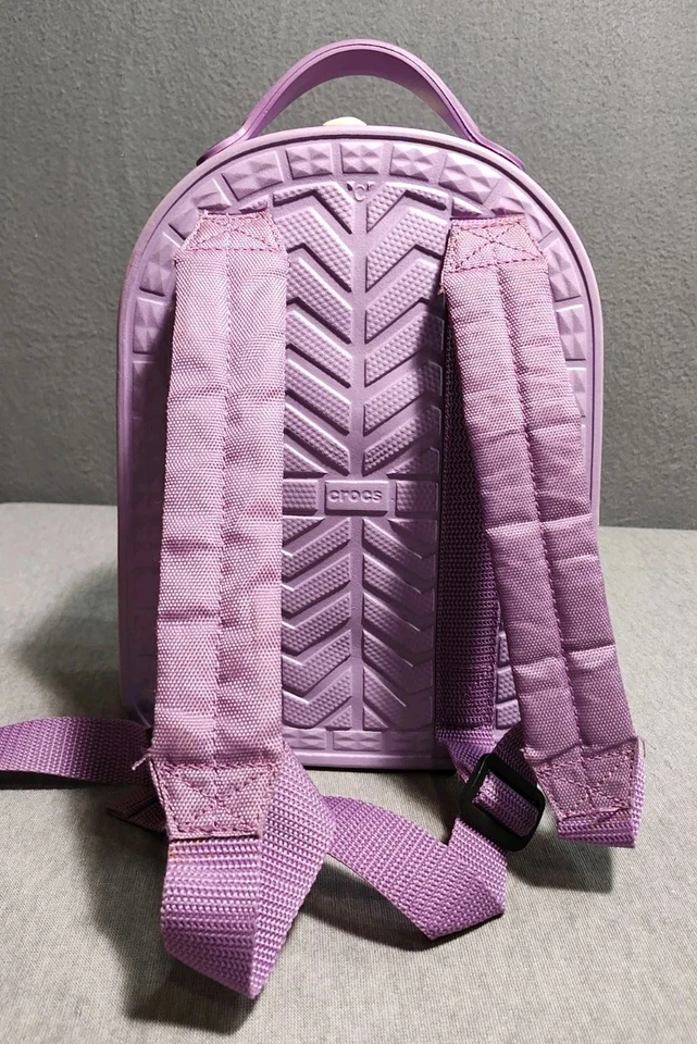 Crocs Mini Backpack Light Purple White Zipper Kids Book Bag Lavender Lilac - Image 2 of 4