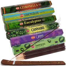 Hem Incense Sticks Variety Pack 26 and Incense Stick Holder Bundle with 6