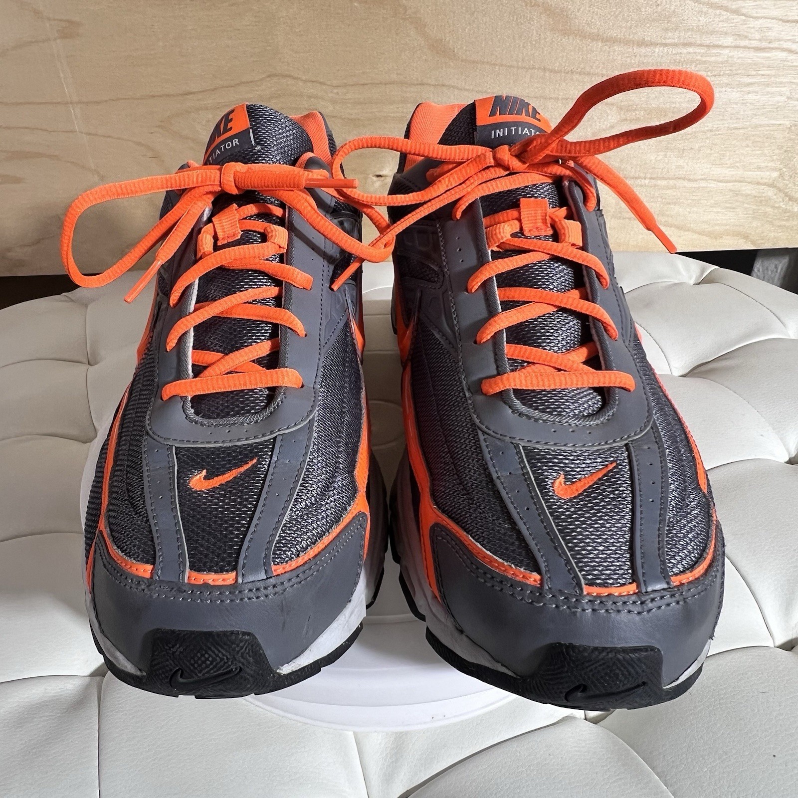 Nike Initiator Men's Gray Orange Comfort Running Shoes Athletic Sneaker Size 13
