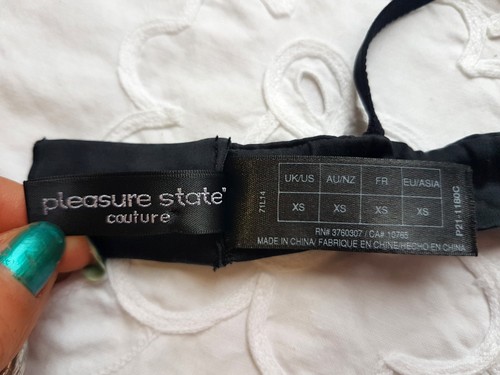 Pleasure State Couture Shimmering Lace Black Gold Triangle Soft Bra Size XS - Picture 4 of 6