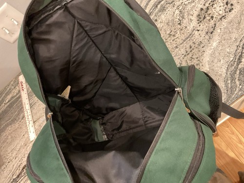 Vintage Eastport großer Canvas Leder Rucksack grün - Bild 12 von 13