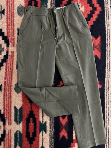 Pantalone da campo militare vintage pantalone M-1951 lana uomo piccolo corto OG-108 - Foto 1 di 14
