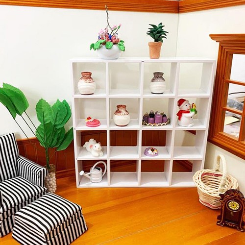 1Pc 1: 12 Dollhouse Miniature Wood Storage Rack 16 Grid Shelves Doll House DY KP - Picture 8 of 12
