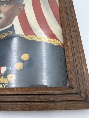Antike General John J. Pershing Original WWI Farblithographie 1917 gerahmt RAR! - Bild 7 von 20