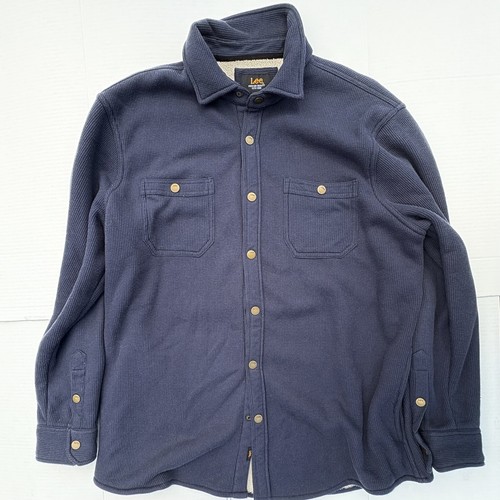Lee Herren XL Waffel Hemd Jacke Sherpa Futter dunkelblau Druckknopf schwer 4 Taschen  - Bild 1 von 12