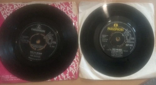 2 X The Beatles vinyl EP Twist and Shout I Feel Fine untested
