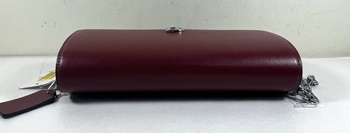 COACH Evie Ruby red Leather CLUTCH Wallet Silver Chain Crossbody Bag CW586 - Picture 10 of 17