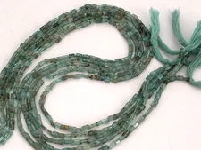 5 Strands Natural Aquamarine Rectangular Square Tube Beads, each strand 16" long