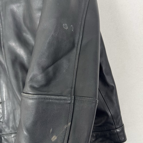 Marks and Spencer Leather Jacket Flight Bomber Biker Black Soft Men’s Large - Picture 8 of 11