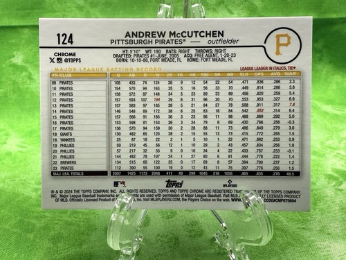 Andrew McCutchen - Pink Refractor - 2024 Topps Chrome #124 Pittsburg Pirates - Picture 2 of 11