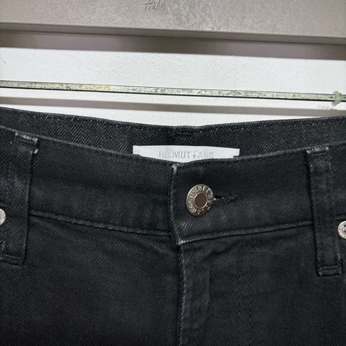Pantalones de mezclilla Helmut Lang negros ajustados de algodón elásticos con cremallera recta unisex - Imagen 7 de 13
