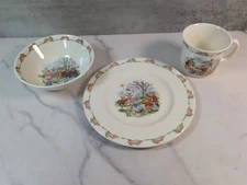 Royal Doulton Bunnykins English Fine Bone China 3 pc Set Kids Bowl Plate Cup