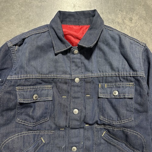 60s VTG JC Penney Ranch Craft Pleated Quilt Lined Denim Trucker Jean Jacket 38 - Picture 2 of 7