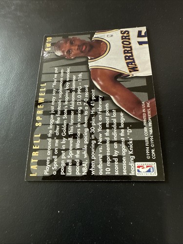 Latrell Sprewell 1994-95 Flair #9 Golden State Warriors Scoring Power - Picture 4 of 5