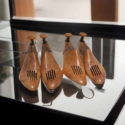 Vintage Two (2) Pairs Wooden Shoe Trees Stretcher Form Custom Made 11" Length - Picture 8 of 8