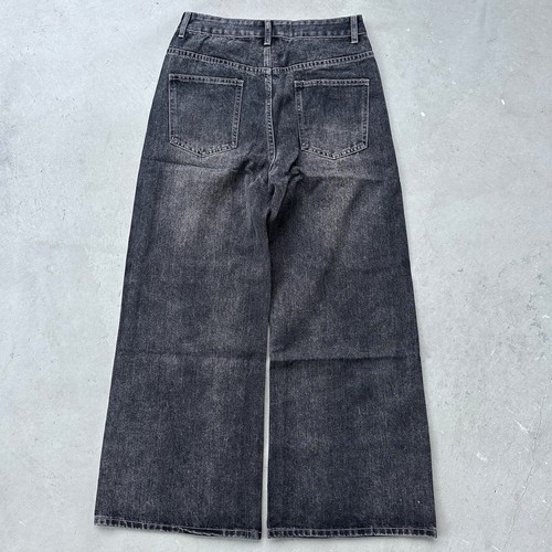 Baggy Wide Leg Black Jeans (Jnco Size) 2000s Y2K Vintage Skater Faded - Size 32 - Bild 2 von 4