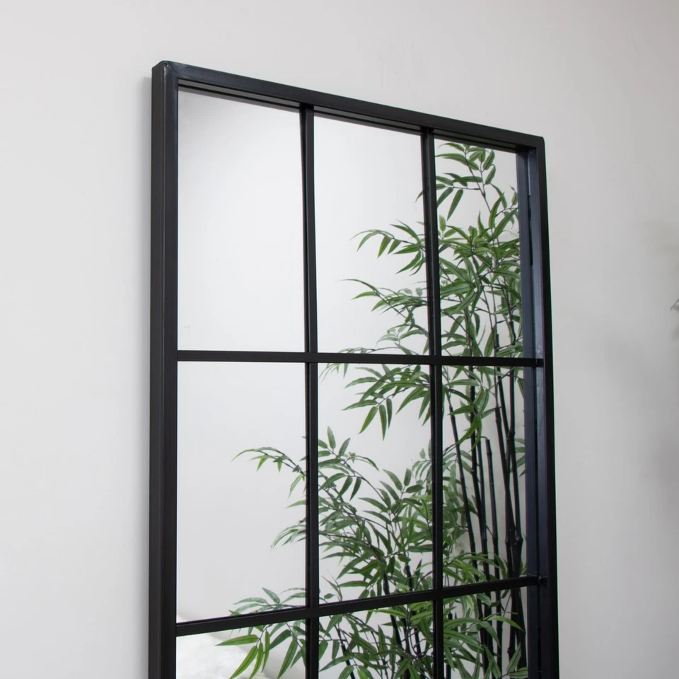 Extra Large black metal framed window style wall mirror paned glass country - Image 2 of 4