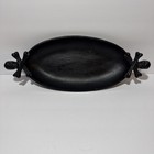 Black Metal Oval Tray Skull And Crossbones Accent Handles 15"
