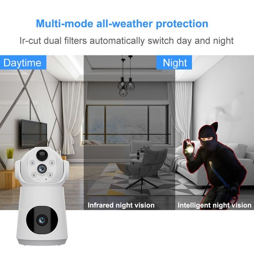 Security Camera Wireless WiFi 360° Rotating Motion Detection Double Lens Camera - Picture 12 of 12