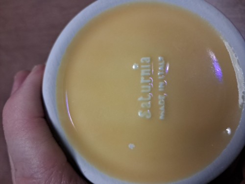 2 Vintage Saturnia Italien Schalen 5,5" gelb Fuß EUC ++ unbenutzt Eimer 210 - Bild 5 von 5