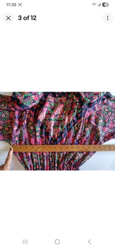 Vintage Diane Freis Dress Womens Medium Multicolor Floral Maxi Pleated Boho 80s - Picture 3 of 11