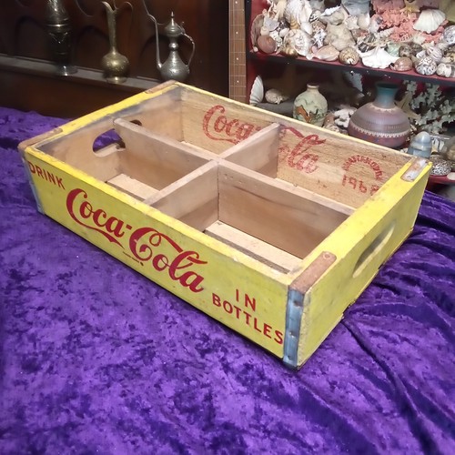 Vintage Wooden Soda Crate Coca Cola Wood Box Coke Red Yellow 1968 Chattanooga TN - Picture 2 of 22