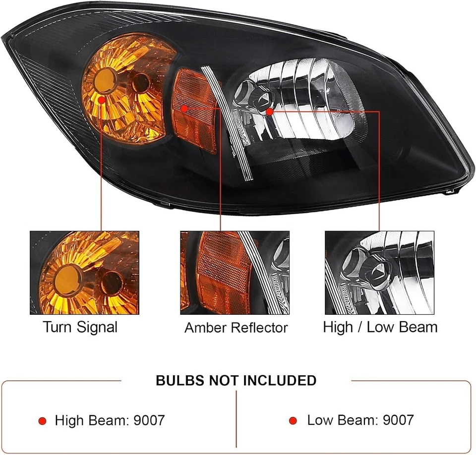 Conjunto de faros para Chevy Cobalt 2005-2010 Pontiac G5 07-09 Pursuit 05-06 Foto 2 de 4