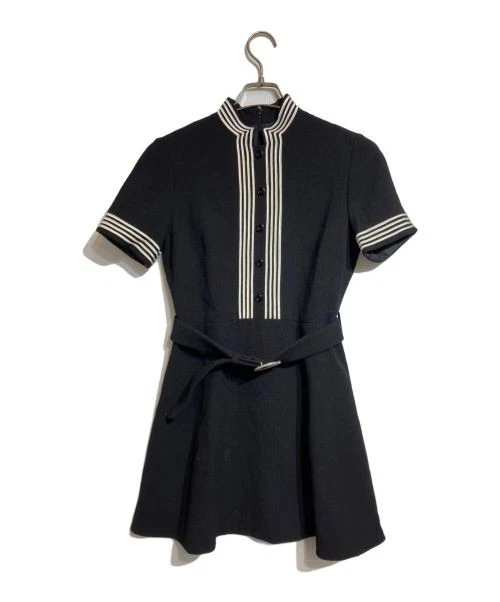 Gucci Mini Robe avec Ceinture G Femme Noire Manches Courtes Boutonnée devant Taille S