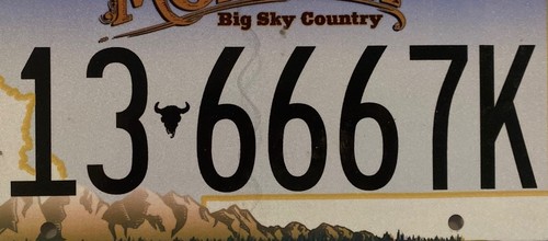 TRIPLE DIGIT 6 HAMILTON 666 license plate Repeating Number 136667K MT Ravalli 13 - Picture 3 of 7