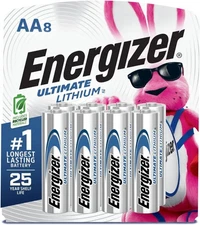 8 Pack Energizer Ultimate Lithium AA Batteries - 1.5V Lithium Double A Batteries