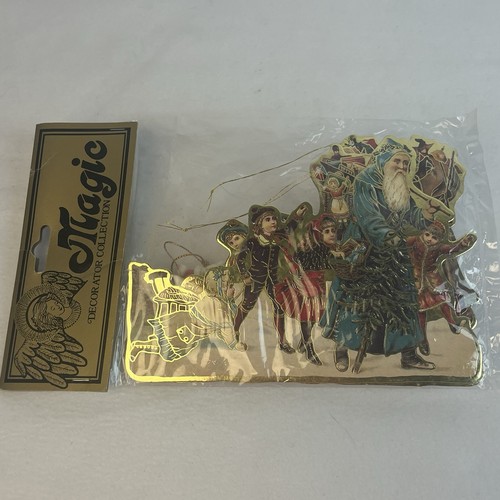 WEIHNACHTSMANN WEIHNACHTSMANN KINDER GEPRÄGT PAPPE PAPIER ORNAMENT Gold geprägt - Bild 1 von 6