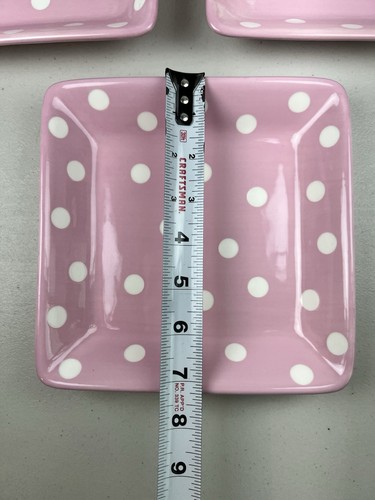 Lot 3 Pampered Chef “Help Whip Cancer” Cute Pink White Polka Dot 7.25" Plates - Picture 10 of 15