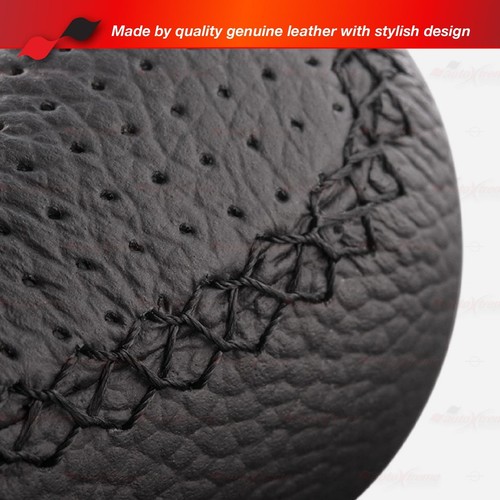 Compatible with 5/6 Speed MT REAL BLACK Leather w/ BLACK Threads Gear Shift Knob - Picture 6 of 7