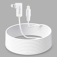 White Optical Audio Cable 30ft, Slim 90 Degree Digital 