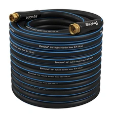 Fevone 100ft Lightweight Hybrid Garden Water Hose - Flexible & Durable, No-Kink