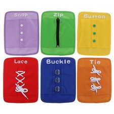 Kids Learn to Zip Button Snap Buckle Tie Lace Plate Early
