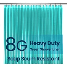 LiBa Bathroom Shower Curtain Premium PEVA Non-Toxic, Green Clear Waterproof P...