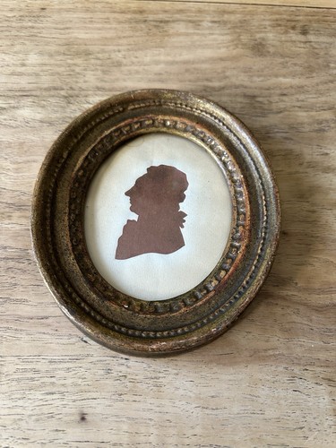 Pair Antique Borghese Silhouette Portraits in Two Original Frames Man & Woman - Picture 2 of 16