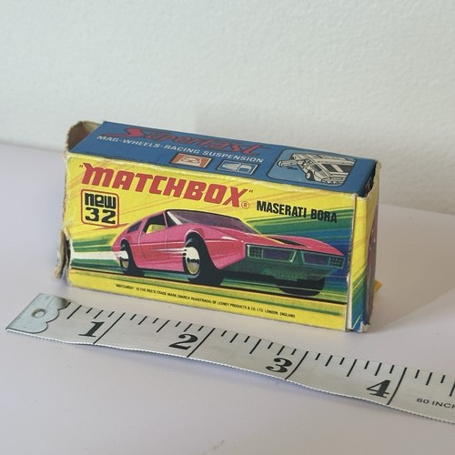 Matchbox Maserati Bora, Superfast #32 With Box, VTG 1972 Neon Green Decal Lesney - Picture 12 of 12