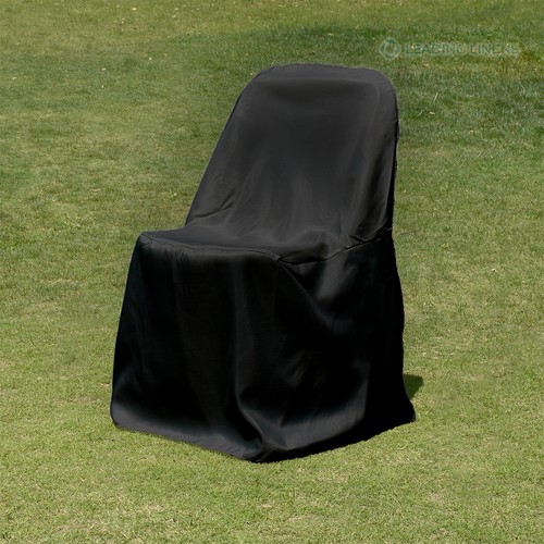 10 pc Black Polyester Folding Chair Covers Wedding Reception ad - Picture 2 of 8