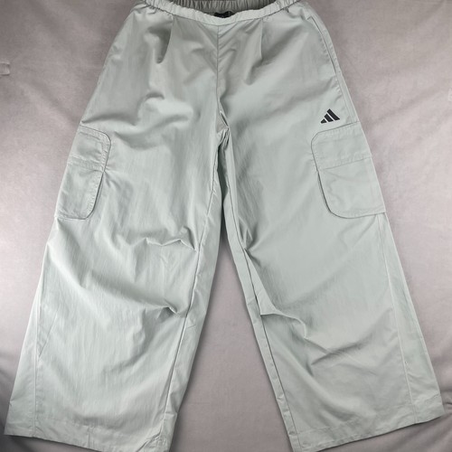 Adidas Parachute Pants Womens Wonder Silver City Escape Cargo Wide Leg Baggy Y2K - Picture 1 of 7