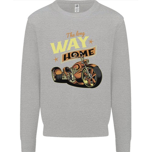 Long Way Home Motorcycle Chopper Biker Kids Sweatshirt Jumper - Picture 4 of 33