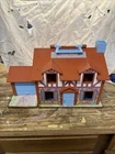 Vintage 1986 Fisher Price Play Little People Brown Tudor Doll House Bell Works
