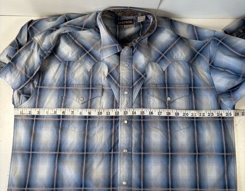 Stetson Hemd Herren XL blau kariert Perlen Druckknopf Western Cowboy - Bild 10 von 11