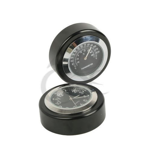 Motor Bike Windshield Screen Black Dial Temp Thermometer Clock Fit For Harley - Picture 6 of 6