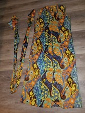 vintage long vest paisley silky extra long belt or head wrap casual or club wear