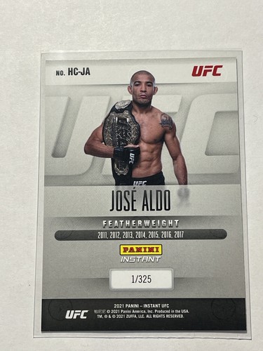JOSE ALDO 2021 Panini Instant UFC History of Champions 1/325 RARE - Picture 3 of 5