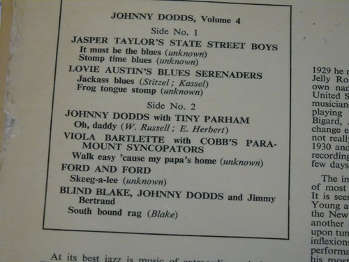 JOHNNY DODDS - Volume 4 - London 6-track 10" 33 1/3 Vinyl EP - Picture 3 of 5
