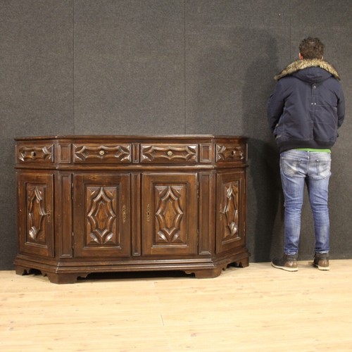 Credenza italiana legno mobile comò stile antico barocco salotto 900 XX secolo - Foto 2 di 12
